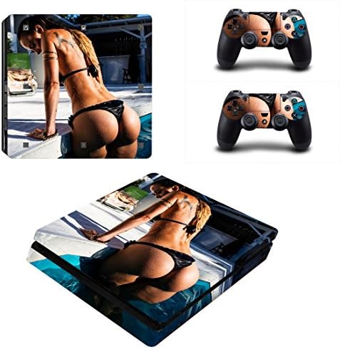 Vanknight PS4 Slim Console Controllers Skins Set Vinyl Decal Sticker Hot Girl