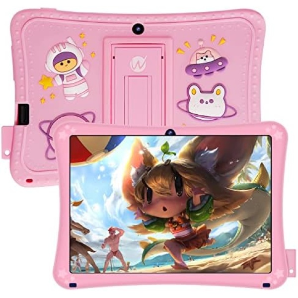 WeTap Kids Tablet Android Tablets丨Android 11 Tablet for Kids 2+32 GB Toddler Tablet 1024x600 IPS Touch Screen Dual Camera WiFi 5.0 Parental Control with Kid-Proof Case (Pink)