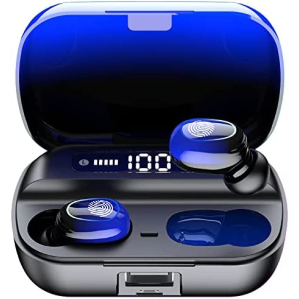Wireless Earbuds Bluetooth 5.2 in-Ear Headphones Built-in Mic, Noise Cancelling Stereo Bass Ear Buds for iPhone Android, 100H Playtime Earphones auriculares bluetooth inalambricos Blue, Touch Control
