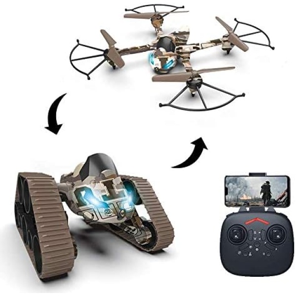 YEIBOBO ! 2-in-1 Transforming Scout Tank and 2.4G RC Quadcopter Drone with 300,000 Pixel HD Camera, Drones for Kids 8-12