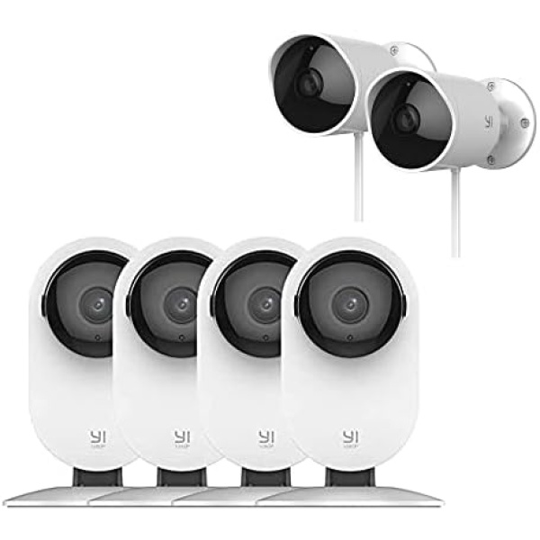 YI Home Security Cameras 4pc and Outdoor Cameras 2pc Bundle
