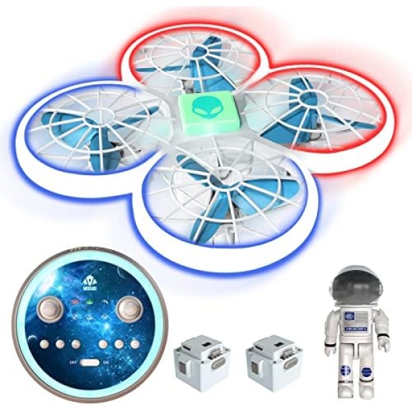 Yasola UFO Mini Drones for Kids,Universe Saucer Remote Control with 5 Colors,LED RC Drone Quadcopter,3 Speeds and Headless Mode,Propeller Protect for Beginners,2 Drones Batteries,Gifts for Boys Girls