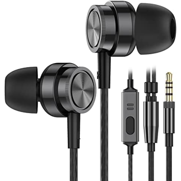 Yatloml Wired Earbuds with Microphone, in Ear Headphones with Heavy Bass&Noise Isolating, High Sound Quality in-Ear Earphones Compatible with iPod, iPad, MP3, Android Phones and All 3.5mm Jack-Black