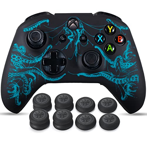 YoRHa Silicone Skin for Xbox One X/S Controller x 1(Cthulhu Green) with Exclusive Thumb Grips x 8