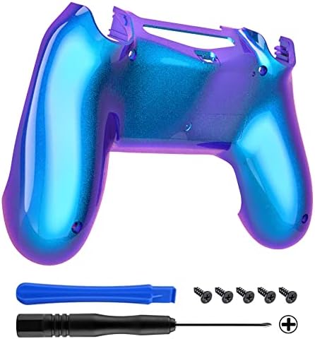 eXtremeRate Chameleon Purple Blue Game Improvement Replacement Parts Back Housing Cover, Custom Bottom Shell Compatible with ps4 Controller JDM-040, JDM-050 and JDM-055