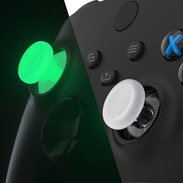 eXtremeRate Glow in Dark - Green Replacement Thumbsticks for for Xbox Series X & S Controller, Analog Stick for Xbox One Standard Controller, Custom Joystick for Xbox One X/S & One Elite Controller