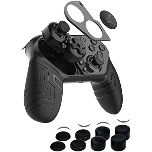 【April 2022 Newly Updated Version】 TJPD Wireless Game Set with 3 programmable Back Buttons and 1 Sensitivity Control Back Button (Black)