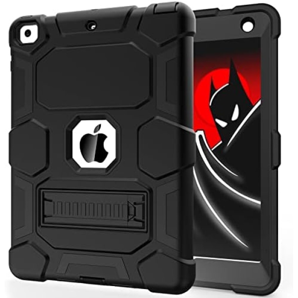 CCMAO Case for iPad 6th/5th Generation(9.7-inch, 2018/2017), iPad Pro 9.7 Inch Case 2016, iPad Air 2nd/1st Case with Kickstand, Hybrid Shockproof Protective Case for Kids Boys, Black