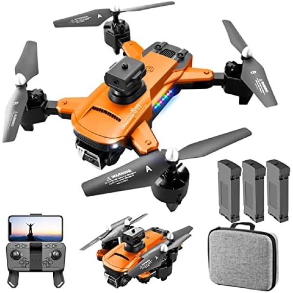 Drone with Camera for Adults 4K, S99 UHD Mini RC Quadcopter Drones for Kids Toy Gifts, WIFI FPV Whoop for Boys Girls, Small Foldable Sky Quad with Live Video, Waypoint Fly, Auto Hover, Gesture and Gravity Control, Emergency Stop, Fly 54 Mins(Orange)