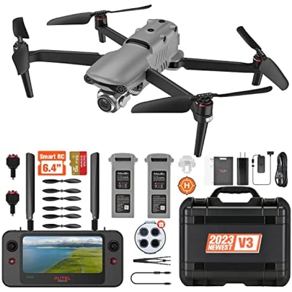 [Version 3] Autel Robotics 2023 NEWEST EVO 2 PRO V3, Son-y 1" CMOS Sensor & 12-Bit Image 6K HDR Video EVO II Pro V3 Rugged Bundle, 15KM Video Transmission, Moonlight Algorithm 2.0 (ISO 44000) for Stunning Night Scene, 360° Omnidirectional Obstacle Sensing, 40 Mins Flight Time, 6.4-inch Touch Screen Smart Controller SE Fly More Combo, Include Extra ND Filters&64G+32G Memory Card&Landing Pad&Propellers($240), No Geo-Fencing, Fully Ser-vice Directly by Autel, Grey, Ver.3