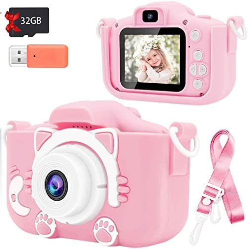 Spturn Kids Camera, 1080P HD Camera for Kids with 32 GB Card, 20MP Kids Digital Camera for Girls Boys Children Age 3-12 Year Old, Perfect Christmas Birthday Festival Gifts for Toddler (Pink)