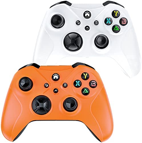 2-Pack Wireless Xbox Controller for Xbox Series X/S, Xbox One, Xbox One X/S Consoles, Android/iOS/PC Windows 7/8/10/11, Built-in Dual Vibration and Headphone Jack with TURBO Funtion, USB Charging (White+Orange)