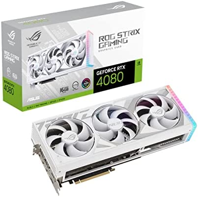 ASUS ROG Strix GeForce RTX® 4080 OC Edition Gaming Graphics Card White (PCIe 4.0, 16 GB GDDR6X, HDMI 2.1a, DisplayPort 1.4a)