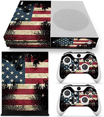 DOMILINA Protective Vinyl Skin Decal Cover for Microsoft Xbox One S Console wrap Sticker Skins with Two Free Wireless Controller - The Flag of The United States