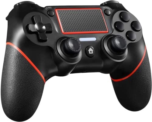 Deeptick Wireless Gamepad Controller For PS4/PC with Motion Motors and Audio Function, Mini LED Indicator, USB Cable and Anti-Slip (Red)