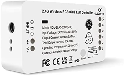 GLEDOPTO ZigBee 3.0 RGBCCT Controller Mix LED Strip Controller RGB White Light Mixture APP/Voice/2.4G RF Remote Control Smart Home Control System(Require ZigBee Hub)