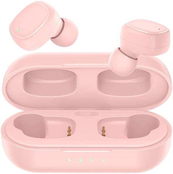 KENKUO Wireless Ear Buds for Small Ears, only 3g Light-Weight, IPX6 Waterproof Bluetooth Earbuds, Fast Charging Case, Wireless Earphones Compatible with Apple & Android, Pink