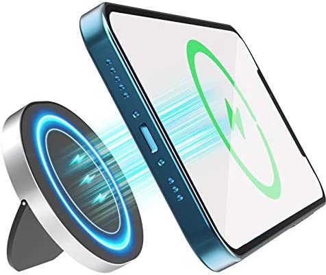 Moko Armor Magnetic Wireless Charger Compatible with Magsafe Charger iPhone 14 13 12 Pro/Pro Max/Mini AirPods 3/2/Pro,Wireless Charger Stand 15W Fast Wireless Charging Pad with Foldable Kickstand,Oval