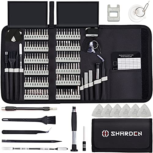 SHARDEN Precision Screwdriver Set 140 in 1 Magnetic Driver Kit Electronic Repair Tool Kit with Portable Bag for iPhone, iPad, PC, Computer, Laptop, MacBook, Tablet, Xbox, Game Console, Watch (Grey)