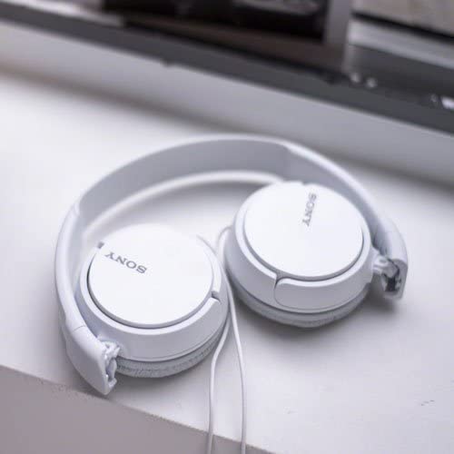 SONY Over On Ear Best Stereo Extra Bass Portable Headphones Headset for Apple iPhone iPod / Samsung Galaxy / mp3 Player / 3.5mm Jack Plug Cell Phone (White)