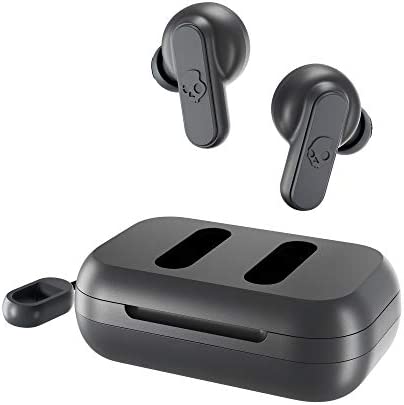 Skullcandy Dime True Wireless In-Ear Bluetooth Earbuds Compatible with iPhone and Android / Charging Case and Microphone / Great for Gym, Sports, and Gaming, IPX4 Water Dust Resistant - Grey