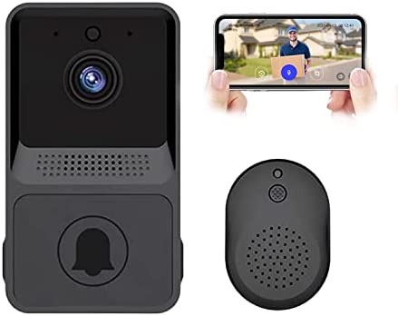 TEDATATA Smart Doorbell Ring Camer, Small Wireless Remote Video Doorbell Smart Video Doorbell Home Intercom HD Night Vision_WiFi Anti-Theft_Doorbell Rechargeable Lithium Battery(Black)