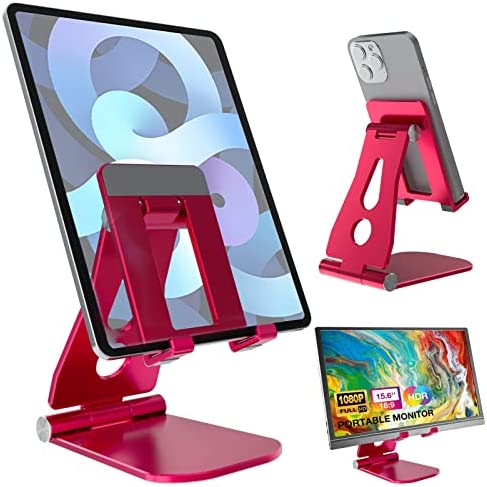 Tablet Stand, iPad Stand, Upgraded Tablet Stand for Women, Adjustable Tablet Holder for Kitchen & Desk, Compatible with Apple iPad Stand, iPad Pro Air Mini, Kindle, Nintendo Switch, Fire HD,Red