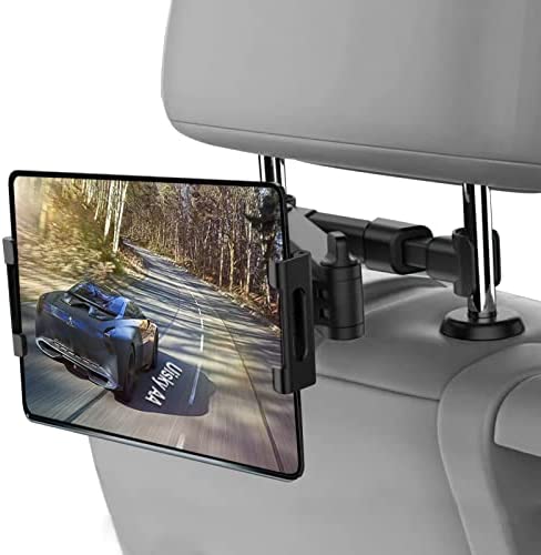 Uisky AA Car Headrest Tablet Holder- [ Telescopic Extension Arm] 2023 Back Seat Mount Car Accessories Trip Essentials for Kids,Fit for iPad Pro Air Mini/Cellphone/Switch/Other 5.7-12.9" Device-Black