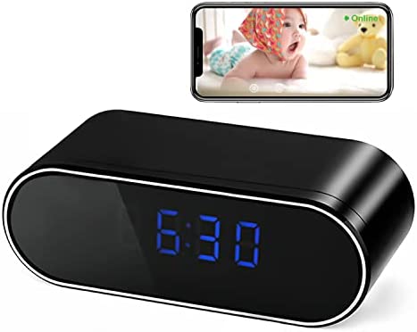 Wireless Camera Detector with Alarm Clock, Indoor Camera with Motion Detection Night Vision HD 1080P Security Surveillance Camera Nanny Cam for Office/Dog/Baby Monitor