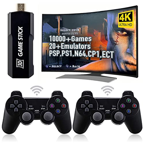 XSpark 4k Retro Game Stick Lite - 20+ Emulators,128GB Built-in 10000+ Video Games, Wireless Retro Game Console,Dual 2.4G Wireless Controllers,Birthday Gifts for Children/Adults