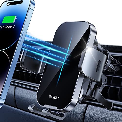 𝟮𝟬𝟮𝟯 𝗡𝗲𝘄 Weetla Wireless Car Charger,Charging Auto-Alignment, Air Vent 360° Adjustable Auto-Clamping Car Phone Holder Mount Wireless Charging For iPhone14/13/12/11/Pro Max/Samsung Galaxy Phones