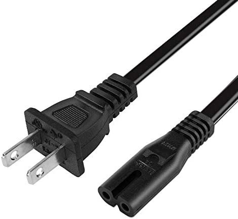 12FT AC Power Cord for PS3 Slim / PS4 / PS5 Game Console, TV, Printer, Speaker, Monitor 2 Prong Power Cable Replacement