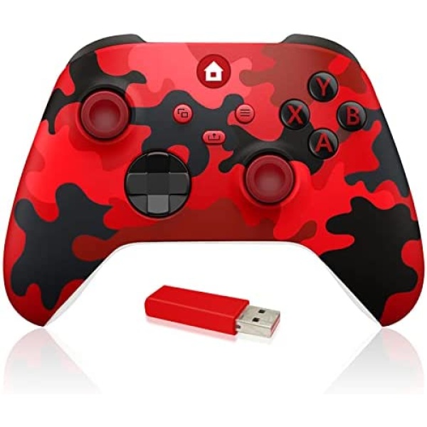 ADHJIE Wireless Controller for Xbox one, 2.4G Wireless Xbox One Controller Compatible with Xbox One/One S/One X/One Series Wireless Xbox Controller with Wireless Adapter(Camo Red)