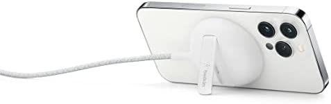 Belkin Wireless Charger, Fast Charging Up to 15W w/Official Made-for-MagSafe Module and Pad Style, Metal Kickstand for iPhone 14, 14 Plus, 14 Pro, 14 Pro Max, 13, 12 and Other MagSafe iPhones - White
