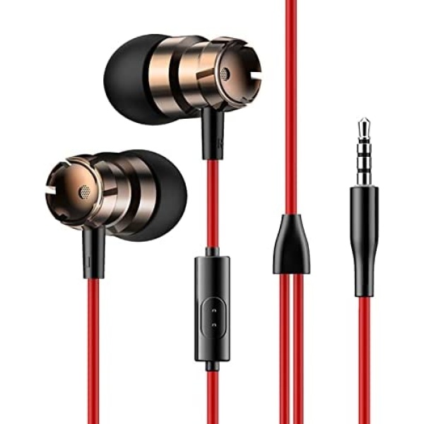 Headphones Earphones Earbuds Earphones, Noise Islating, High Definition, Stereo for Samsung, iPhone,iPad, iPod and 3.5mm Devices (Red)
