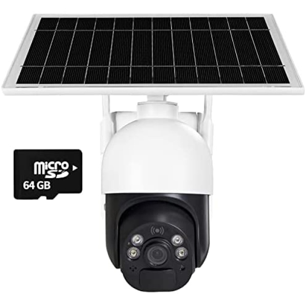 Solar Powered 4G LTE Cellular Outdoor Security Camera Wireless 1080P Spotlight Night Vision Two-Way Audio Motion Detection Cloud Local Storage