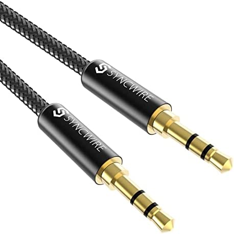 Syncwire 3.5mm Nylon Braided Aux Cable (32.8ft/10m, Hi-Fi Sound), Audio Auxiliary Input Adapter Male to Male AUX Cord for Headphones, Car, Home Stereo, Speaker, iPhone, iPad, iPod, Echo & More - Black