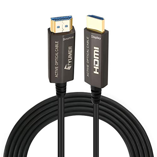 TYUMEN Fiber Optic HDMI Cable 50FT - High Speed Fiber HDMI Cable, Supports Ethernet 4K 60Hz, 4:4:4, HDR10, ARC, HDCP2.2, Optical Fiber HDMI2.0 18Gbps Cable for HD TV LED Laptop PS4 Xbox Projector