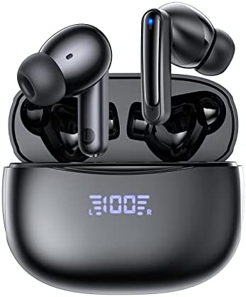 Wireless Earbuds Bluetooth 5.3 Headphones 60H Playtime Earbuds with LED Power Display Charging Case Noise Cancelling Earphones IPX7 Waterproof in-Ear Earbuds for Sports iPhone TV Computer TV Laptop