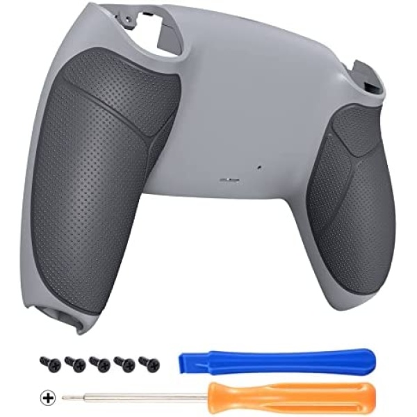 eXtremeRate New Hope Gray & Classic Gray Performance Rubberized Grip Custom Back Housing Bottom Shell Compatible with ps5 Controller, Replacement Back Shell Cover Compatible with ps5 Controller