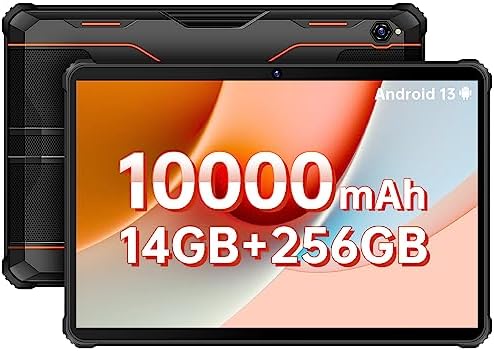 OUKITEL Rugged Tablet Android 13 RT5 10000mAh Waterproof Tablet,14GB+256B Android Tablets 1TB Expandable,Octa-Core 10.1 Inch FHD+, 33W 16MP+16MP Camera 1920x1200 Tablet 4G Dual SIM/5G WiFi/BT5.0/GPS