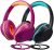 [2PACK] POWMEE Kids Headphones Over-Ear Headphones for Kids/Teens/School with 94dB Volume Limited Adjustable Stereo 3.5MM Jack Wire Cord for Fire Tablets/Travel/PC/Phones(Purple&Black)