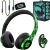 Disney Nightmare Before Christmas Glow in The Dark Bluetooth Headphones Over Ear, Wireless and Wired Foldable Headset Built-in Microphone – Tim Burton Jack Skellington & Sally – Adults Kids