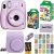 Fujifilm Instax Mini 11 Instant Camera – Lilac Purple (16654803) + Fujifilm Instax Mini Twin Pack Instant Film (16437396) + Single Pack Rainbow Film + Case + Travel Stickers