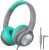 LORELEI E7 Kids Headphones with Microphone,On-Ear Wired Headset for Children/Boys/Girls,85/94dB Safe Volume,Foldable&Rotatable3.5mm Audio Jack Tangle-Free for School/iPad/Laptop/Travel (Grey&Green)