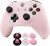 Pink Xbox One Controller Skins RALAN,Silicone Controller Cover Skin Protector Compatible for Xbox Ones Controller (Pink Pro Thumb Grip x 2 ,Cat + Skull Cap &Cover Grip x 2)(Pink Emerald)