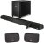 Polk MagniFi Max AX 5.1.2 Channel Sound Bar with 10″ Wireless Subwoofer (2022 Model) + Polk SR2 Wireless Surround Sound Speakers for Select Polk React and Polk Magnifi Sound Bars
