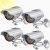 WALI Solar Powered Bullet Dummy Fake (*4*) (*1*) Security CCTV Dome Camera Indoor Outdoor with 1 LED Light, Security Alert Sticker Decal (SOLTC-S4), 4 Packs, Silver