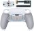 eXtremeRate Silver Real Metal Buttons (RMB) Version RISE4 Remap Kit for PS5 Controller with Gray Rubberized Grip White (*4*) Back Shell, Upgrade Board and 4 Back Buttons for PS5 Controller