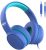 gorsun Premium A66 Kids Headphones with 85dB/94dB Volume Limited, in-line HD Mic, Audio Sharing, Foldable Toddler Headphones, Adjustable, Children Headphones Over-Ear for School Travel, Blue